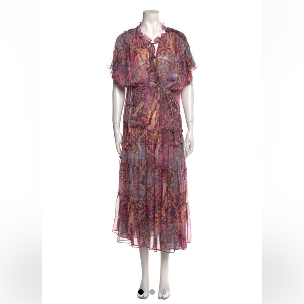 MISA LOS ANGELES Marguerite Long Maxi Sherr Floral Dress Sz S